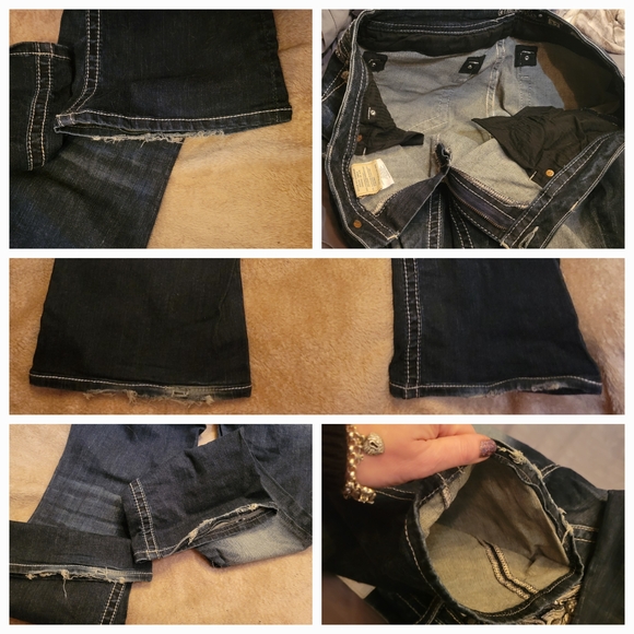 Miss Me, Rhinestone Back Pocket Bling Bootcut Jeans, Size 32, Inseam Approx. 29" - Picture 7 of 8